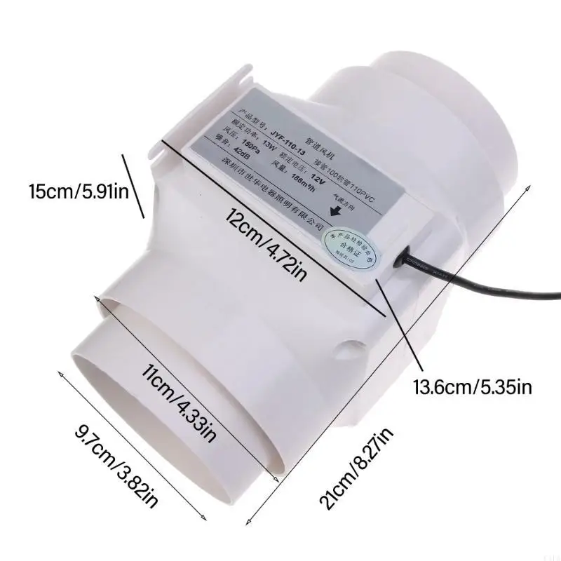 12V 5,5x2.1mm 4 polegadas Ventilamento do ventilador ducto 4 polegadas Ventilação para a tenda estufa HVAC e muito mais