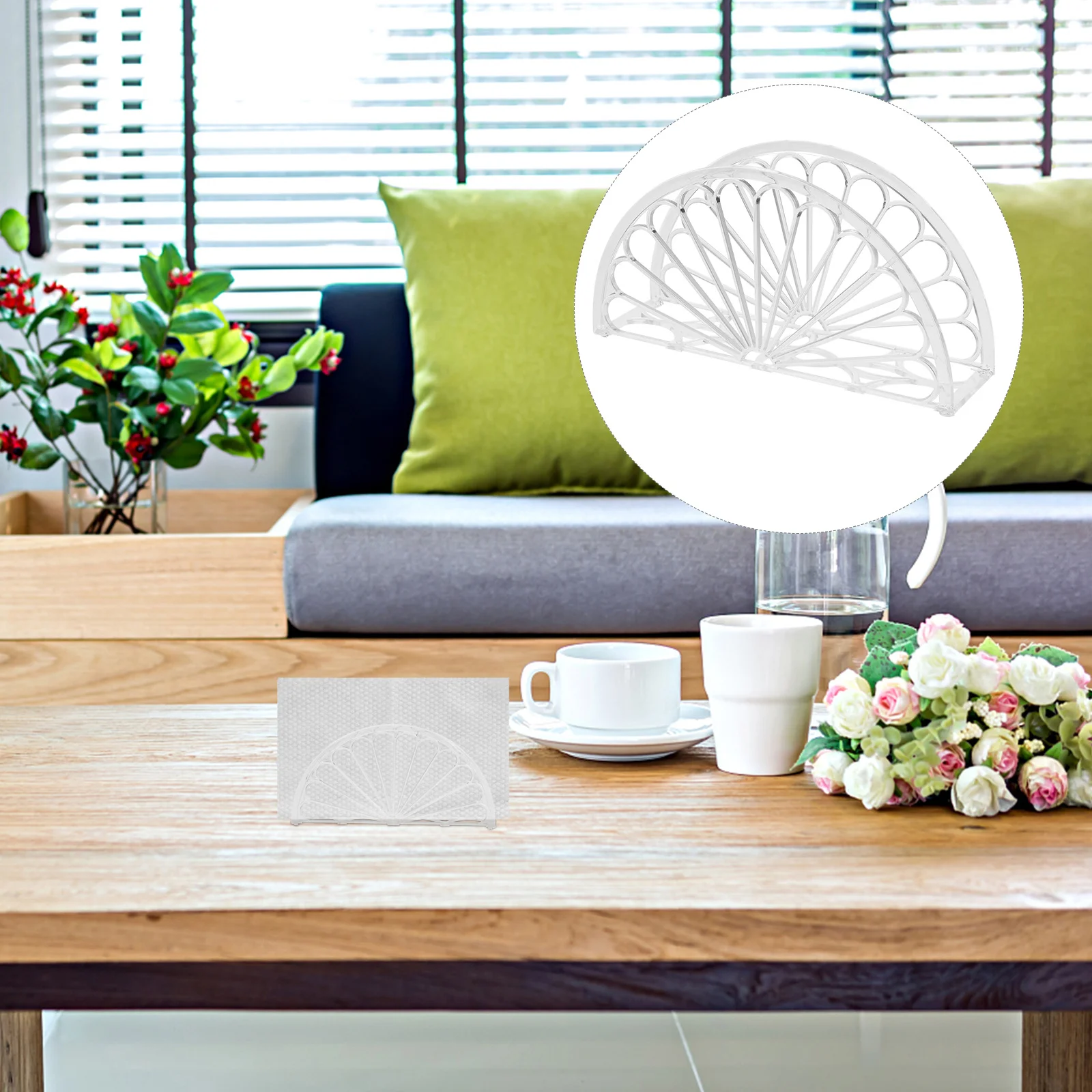 10pcs Clear Napkin Holder Fan Shape Paper Tissue Storage Stand For Kitchen Table Countertop Dining Office Hotel Decor