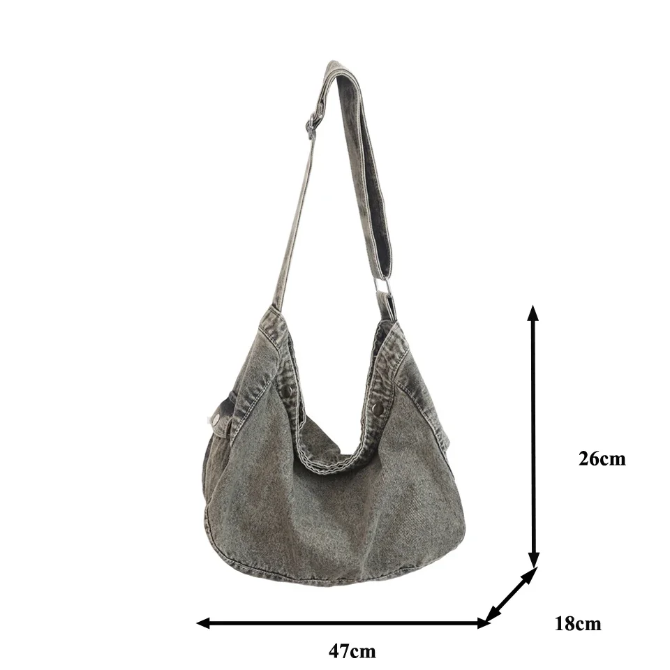 Paarse Denim Damestas Nieuwe Jeans Schoudertas Canvas Messenger Bag Y 2K Eco Tas Koreaanse Shopper Satchel Student Hobo Handtas Ins