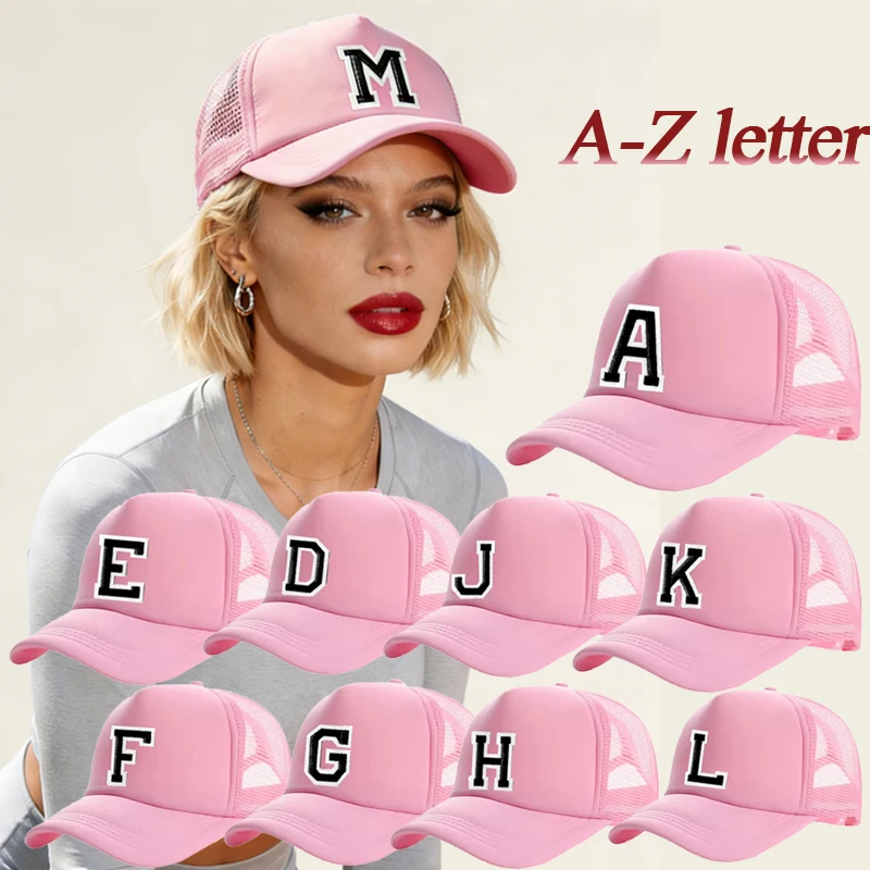 1PC Women's Personalized A-Z Letter Mesh Baseball Cap, Lightweight Breathable Outdoor Sun Hat,Outdoor Sun Protection Adjustable