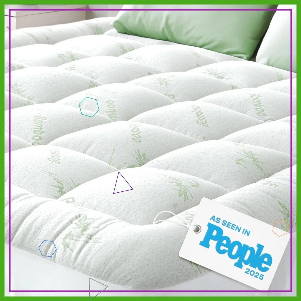 

Ультрамягкий наматрасник из бамбуковой вискозы, охлаждающий для тех, кто потеет во сне, для облегчения боли в спине, полноразмерный