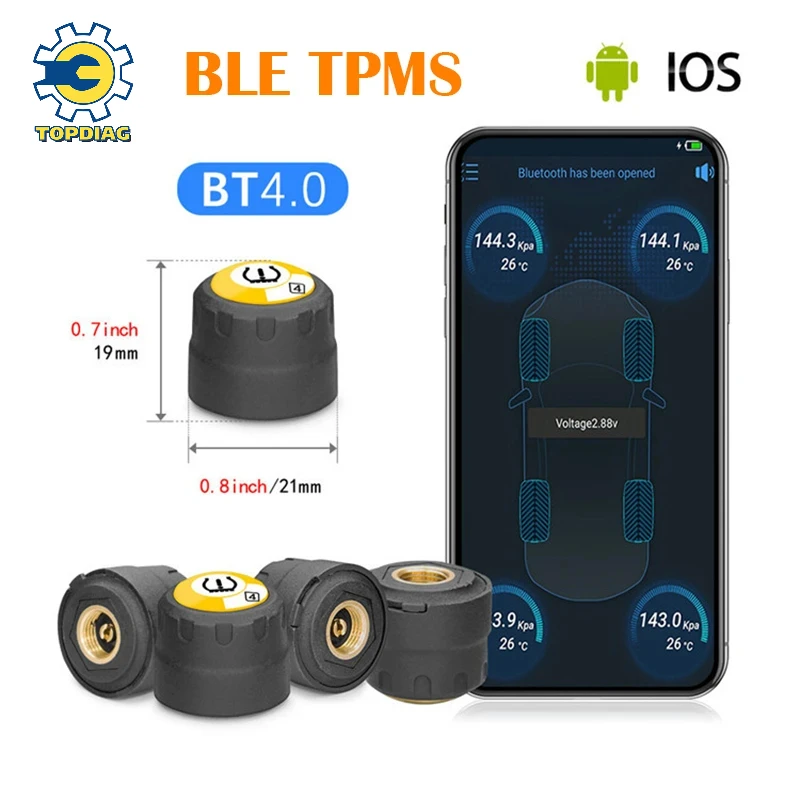 

Android IOS BLE TPMS Sensor Car Tire Pressure Sensor Car Motorcycle BT 4.0 External Alarm Tyre Monitor Tool Waterproof Universal