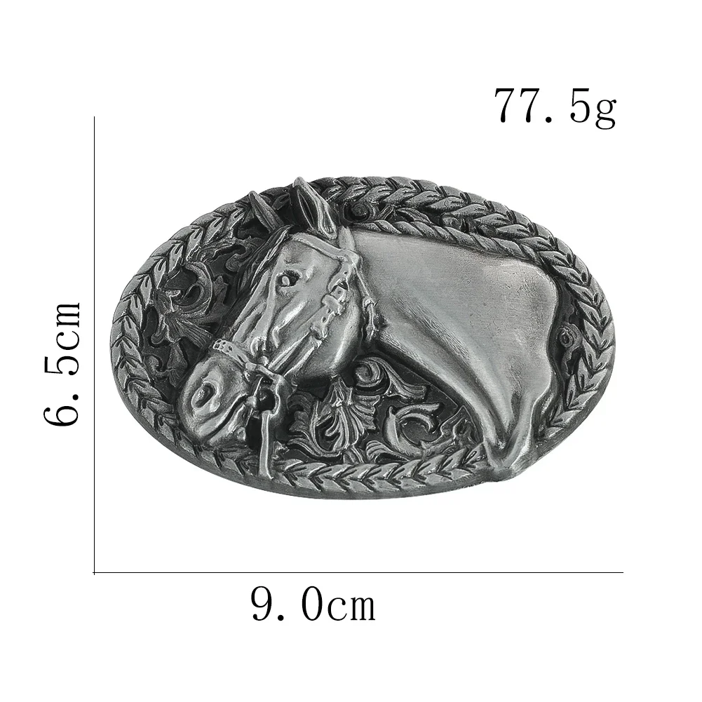 3D Retro Metal Animal Belt Buckle Punk Style Zinc Alloy Olive Leaf Horse Head Shape Buckle Jeans Accessories for 4cm Wide Belt