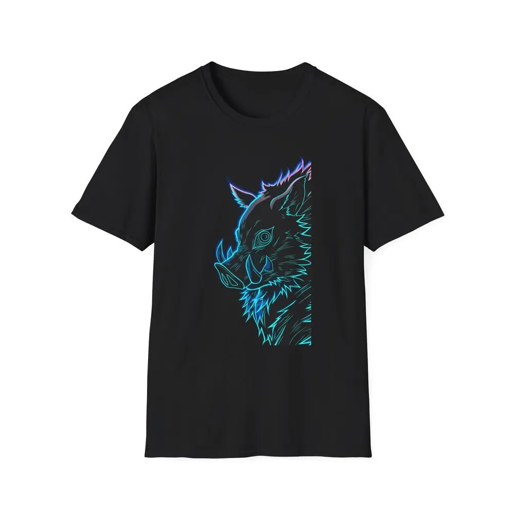 Demon Slayer Unisex JL Anime T-Shirt Softstyle - Inozuke Mask Neon Colors