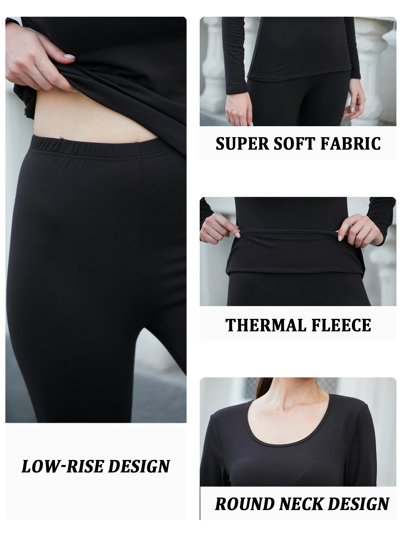 Confezione da 3 biancheria intima termica super morbida da donna. Set pigiama e pigiama termici invernali per il comfort della stagione fredda