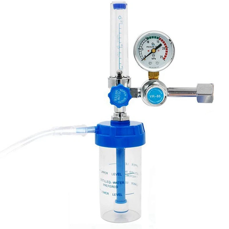 2Pcs Oxygen Flow Meter Oxygen Flowmeter Pressure Gauge Oxygen Pressure Valve Regulator 0-10L/Min G5/8