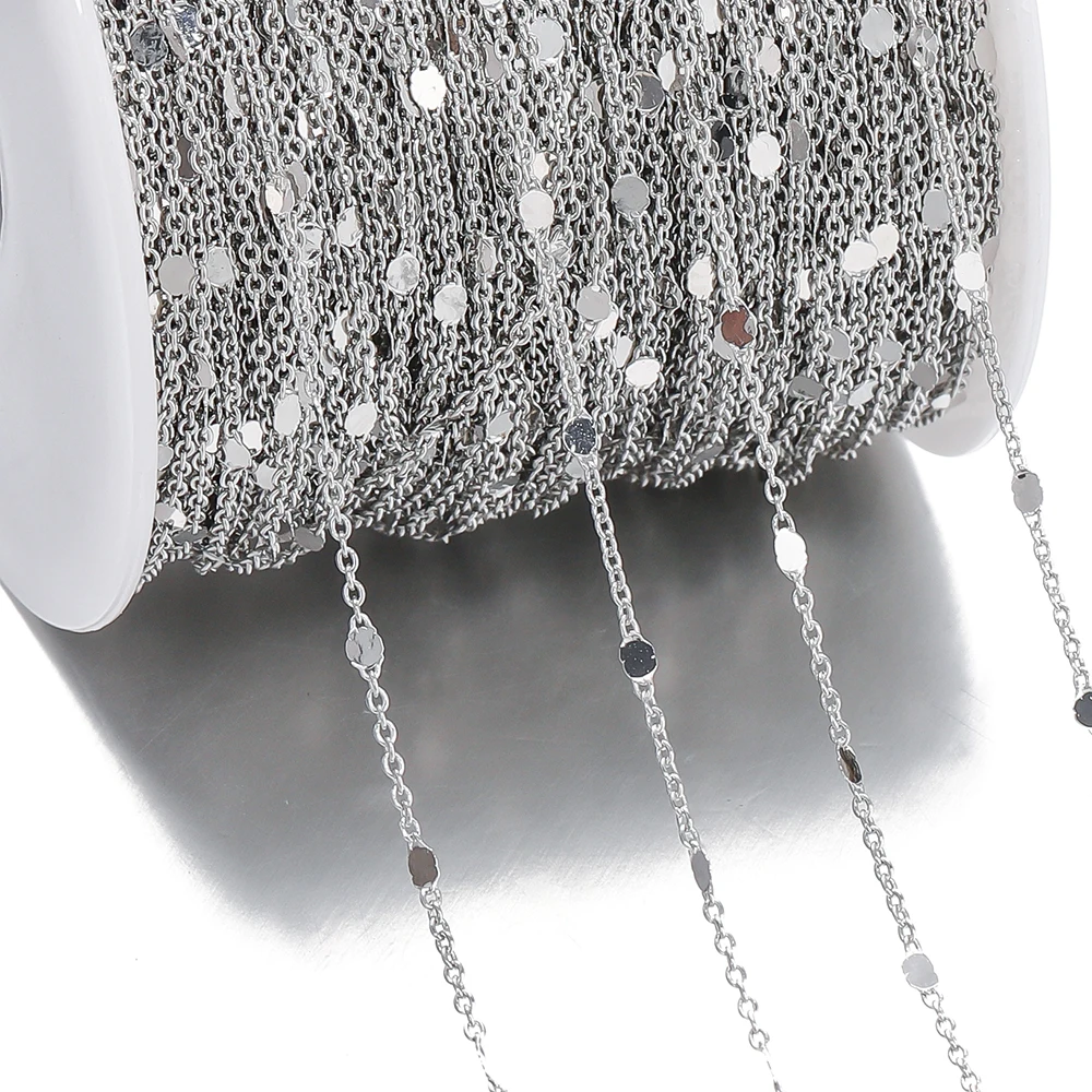No Fade 2Meters Sequins Chain Necklace Gold Silver Chain Metal Copper Cable Chains Findings Jewelry Making Components Craft DIY image 6