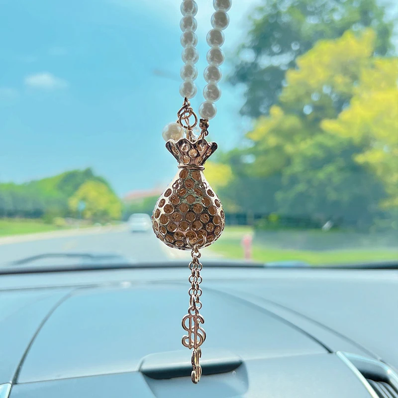 Creative Crystal Purse Rearview Mirror car pendant car pendant pearl car decoration car pendant