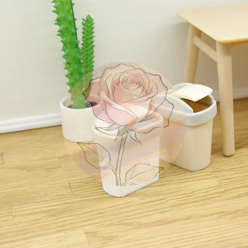 

1Pc Mini Flip Cover Trash Can Dustbin Miniature Toy Model Scene Doll House Accessories Simulation Mini Waste Bin#