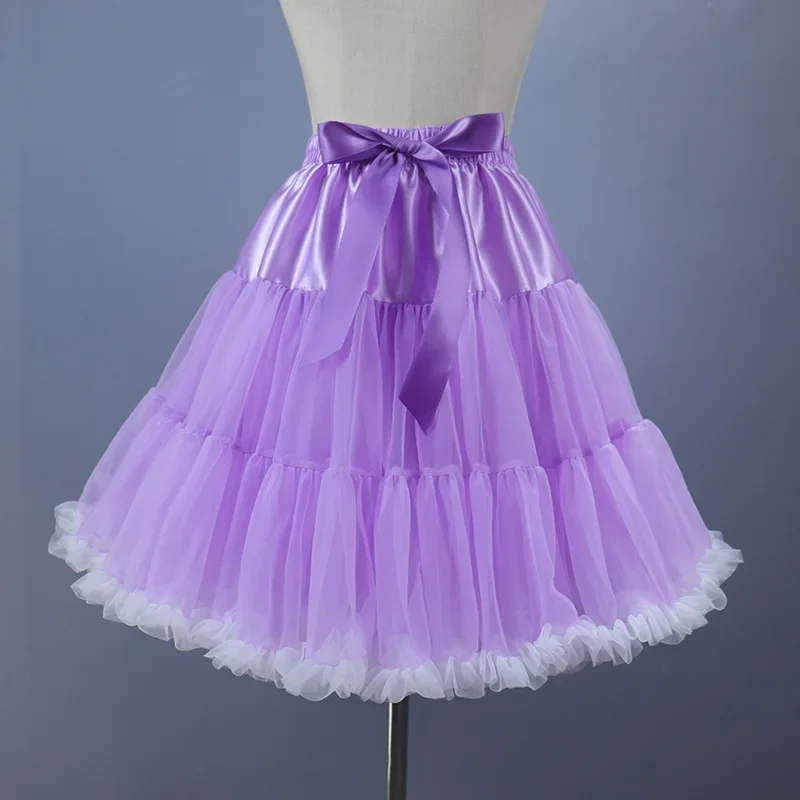 Women's Elastic Waist Petticoat Puffy Tutu Tulle Skirt Princess Ballet Dance Pettiskirts Underskirt