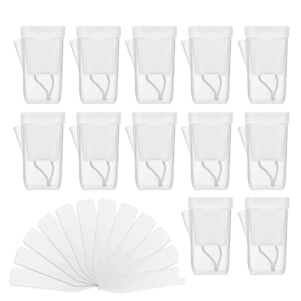 

12 Set Clear Plastic Self Watering Pots Dual Layers Reservoir System Automatic Watering Planter Drainage Holes with Scale Mark