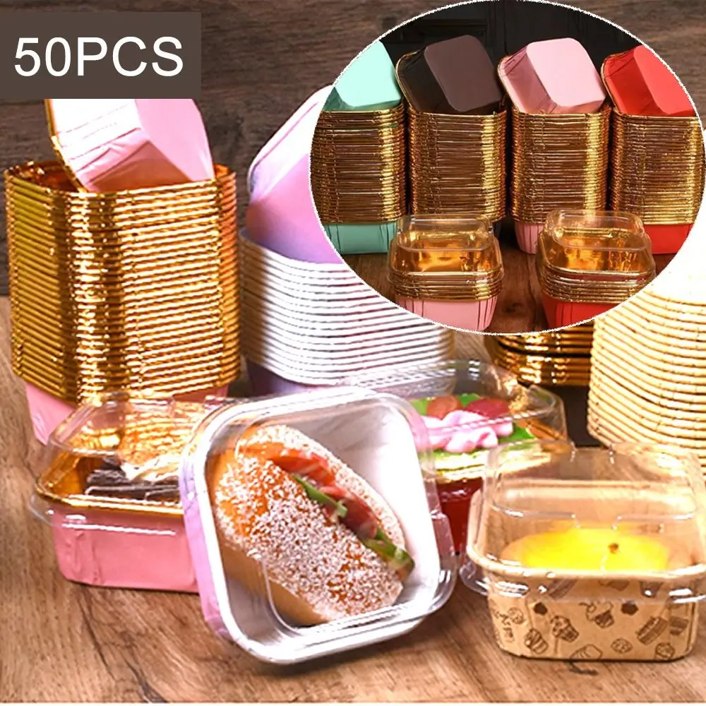 50 stücke braune Buchstaben Muffin Cupcake Pappbecher Quadrat Cupcake Liner Backen Muffin Box Cup Fall Tablett Geburtstags torte Party Dekor