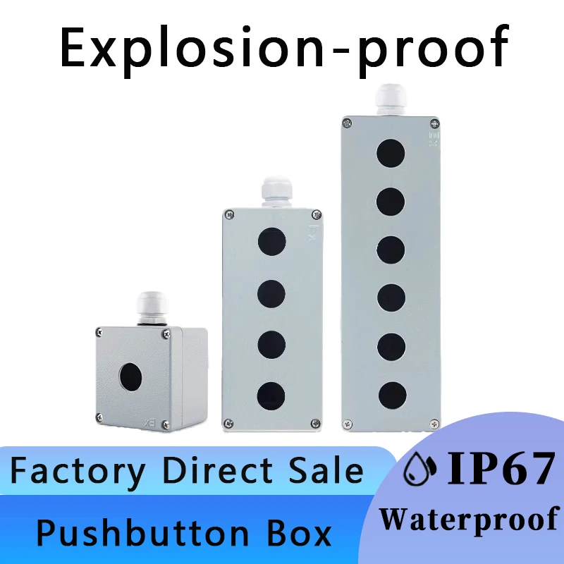 

Waterproof Cast Aluminium Button Box Explosion-proof Industrial Switch Box Electric IP67 Junction Box Open Hole Diameters 22mm