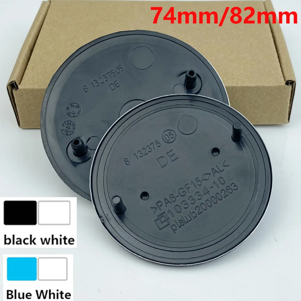 2PCS 82mm 74mm Black Base Car Emblem BONNET Hood Front Rear Trunk For BMW E46 E39 E38 E90 E60 Z3 Z4 M3 M5 M6 X3 Sticker