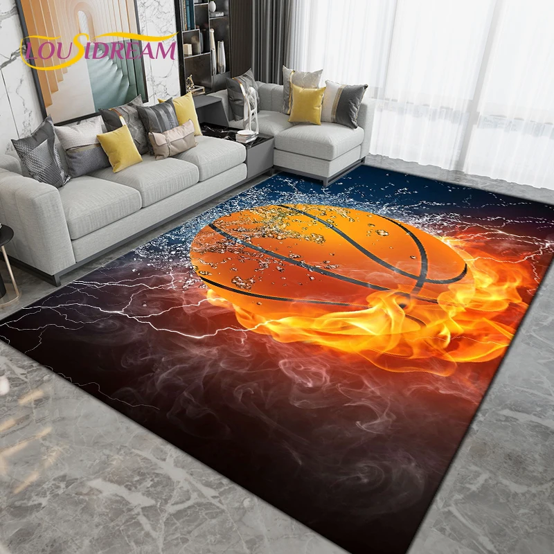 3D Creative Basketball Basketball Court Area Rug,Carpet Rug for Living Room Bedroom,Kitchen Bathroom Doormat Non-slip Floor Mat