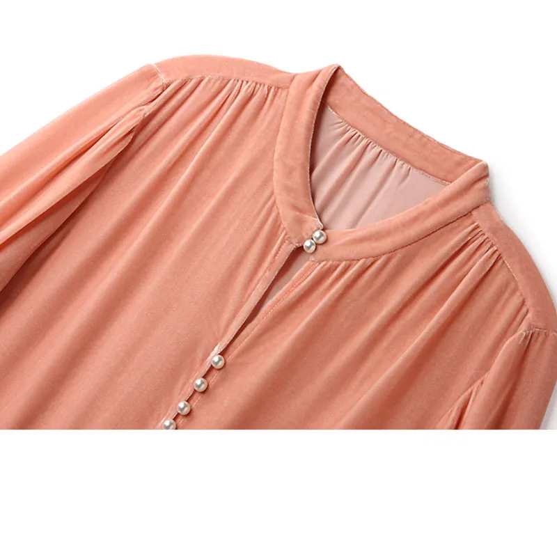 Koszula damska Fengbaoyu z wysokiej jakości jedwabnego aksamitu - elegancka i pełna wdzięku, odpowiednia do noszenia w biznesowych i codziennych okazjach dla kobiet.