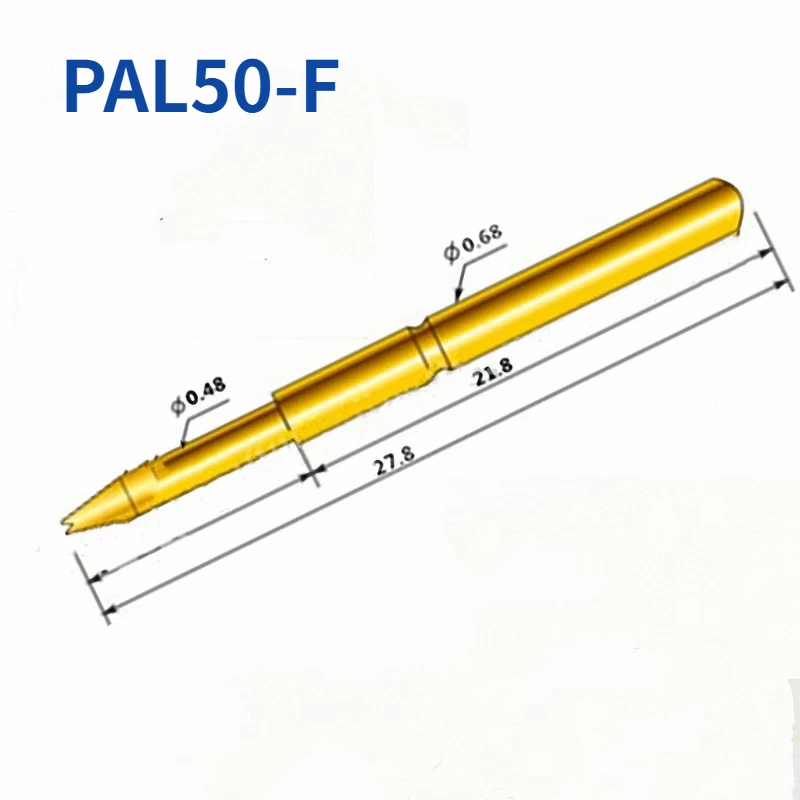 

100PCS/Gold Plated PAL50-F Spring Test Probe 0.68mm Outer Diameter 27.8mm Length PCB Pogo Pin