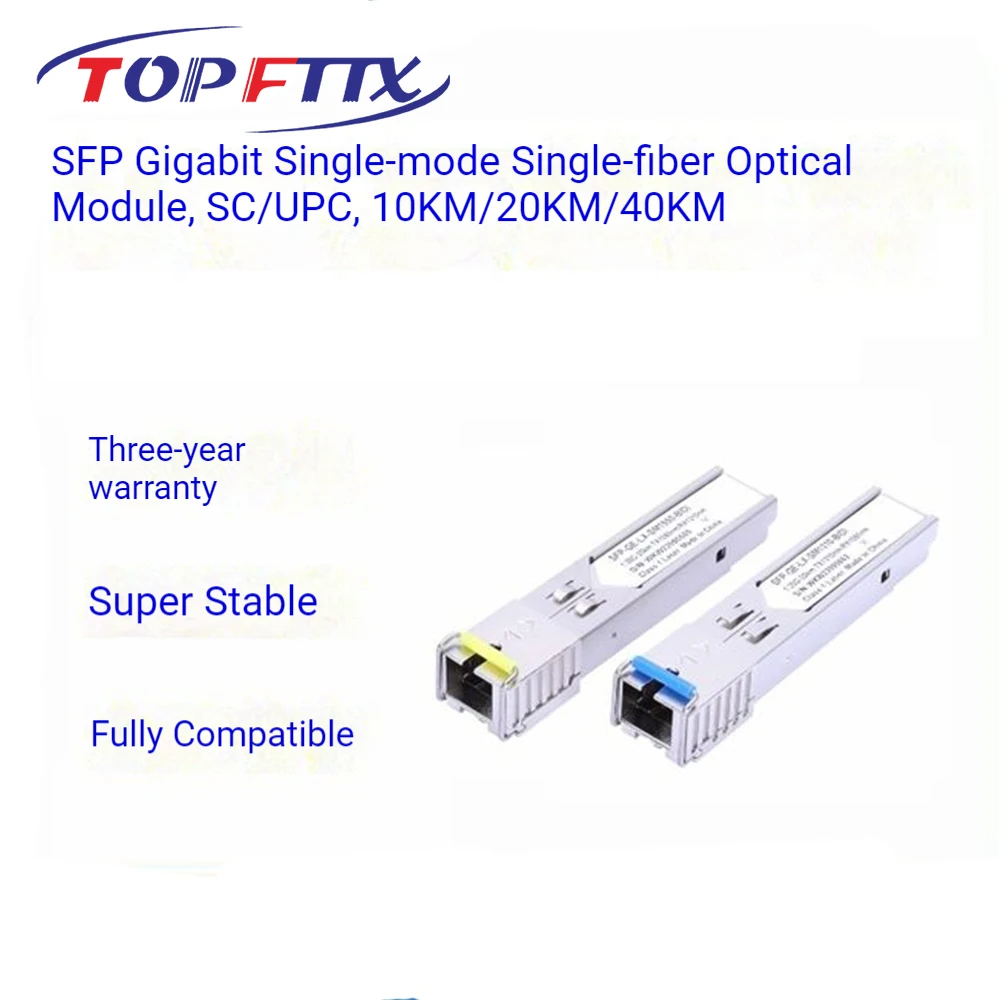 

1 pair 1.25G SFP T1310/R1550 and T1550/R1310 10km/20km/40km Single Mode Single Fiber , SC/UPC LC/UPC Avaliable