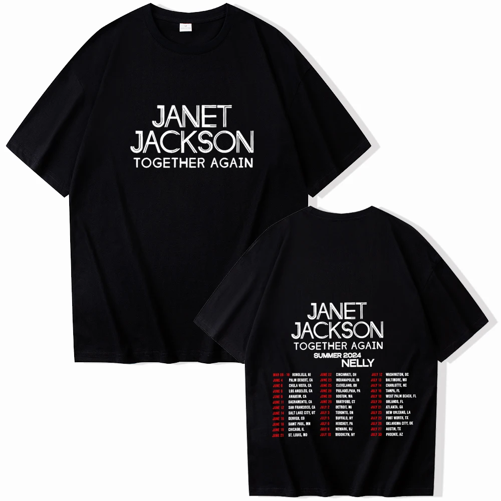 Janet Jackson Together Again Tour 2024 T-shirt Women O-neck Summer Casual Printing Shirt Oversized T Shirt Men Regular