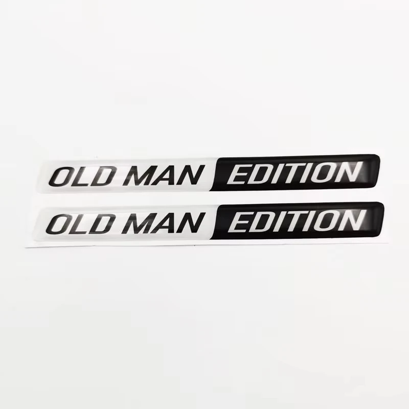 2pcs Old Man Edition 3D Epoxy Emblem Stickers Funny Car Decals For Fender Door Waterproof Universal Fit All Model image 3