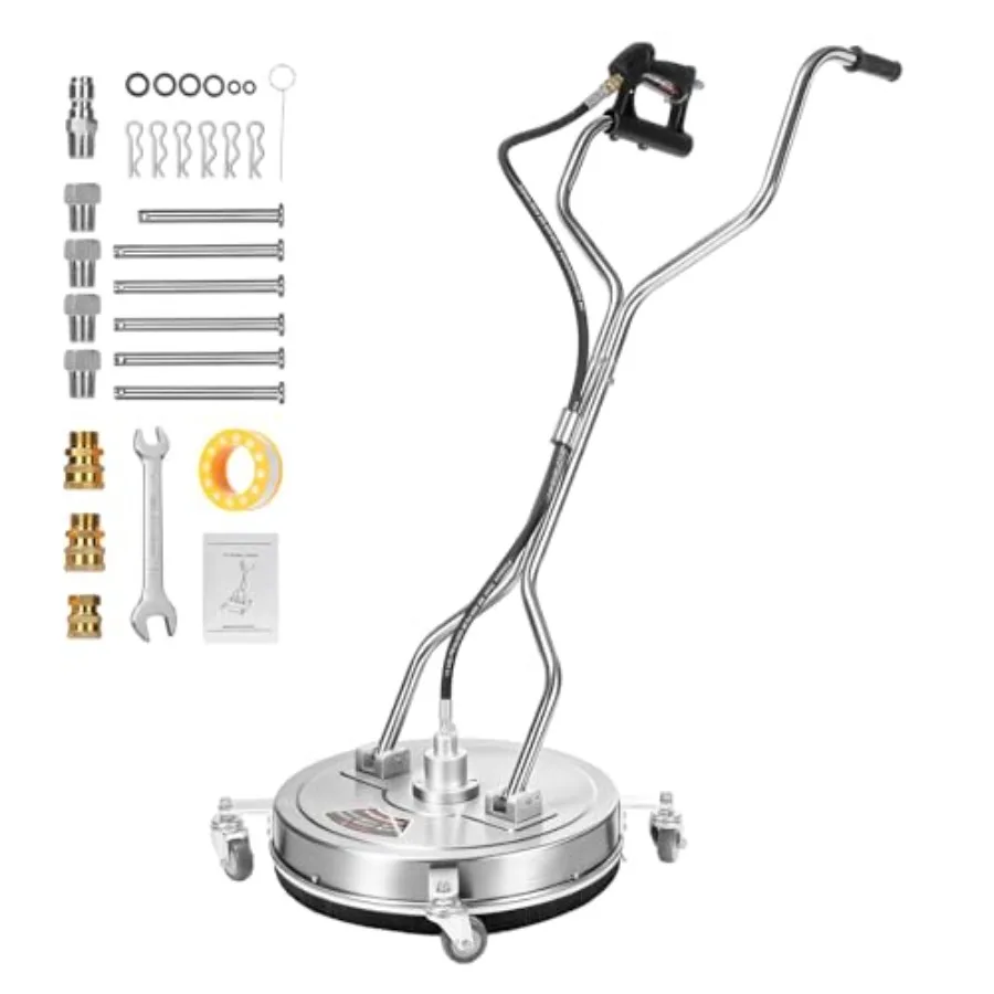 

20-дюймовая насадка для очистки поверхностей под давлением 4500 фунтов на кв. дюйм, из нержавеющей стали, с 4 колесами, для моек высокого давления