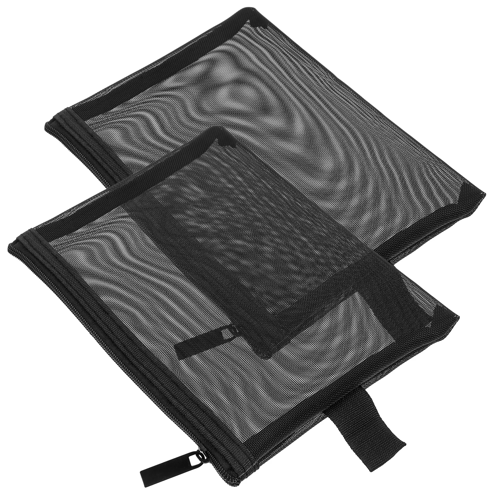 

2Pcs Cosmetics Bag Nylon Makeup Organizer Compact Travel Pouch Toiletry Storage Mesh Makeup Bag Mesh Zipper Pouch