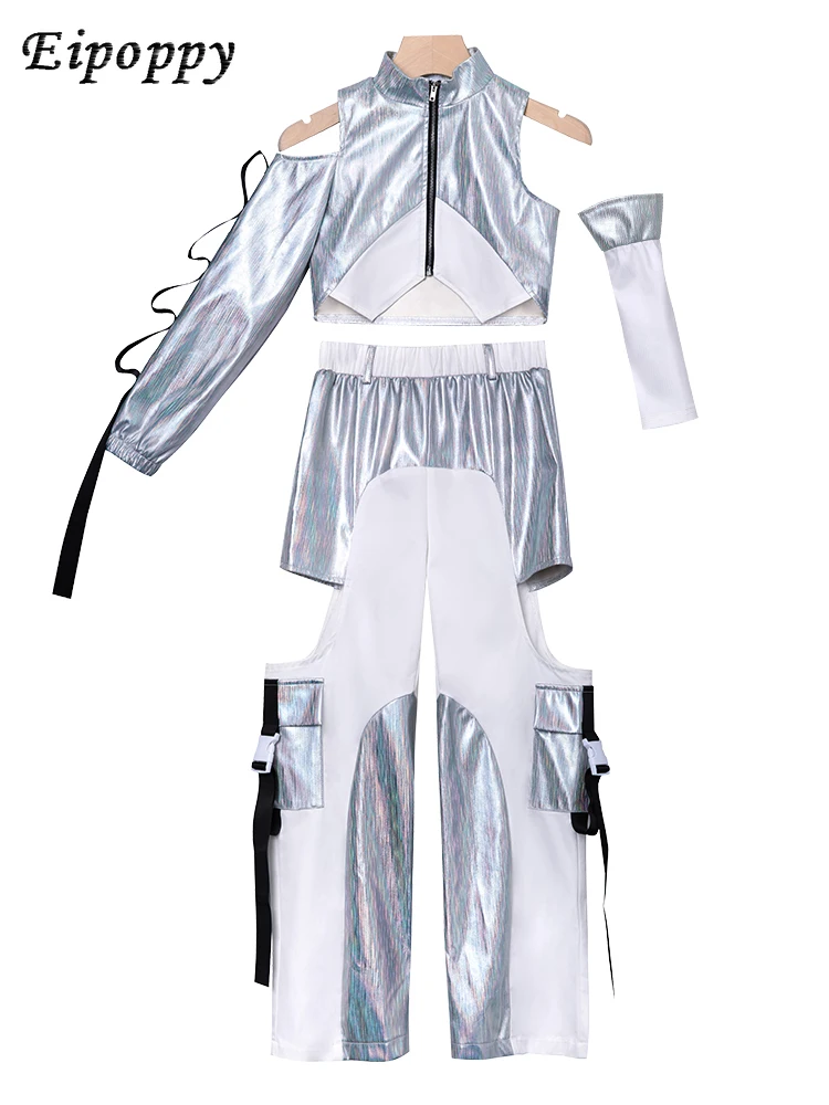 子供のtステージのクールなパフォーマンス服、ジャズダンススーツ、女の子のためのファッショナブルな服