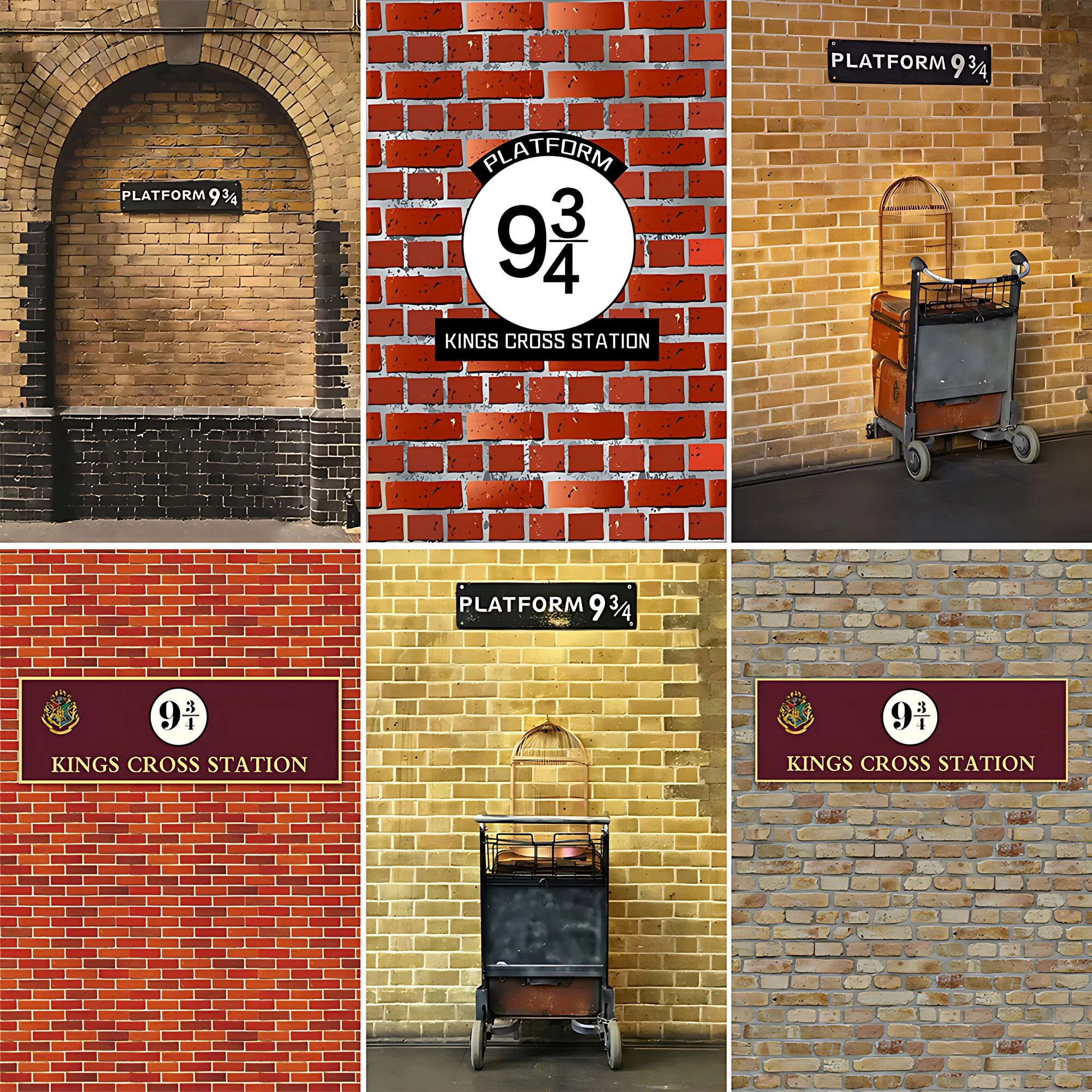 

Harry Potter 9 3/4 Train Platform Brick Wall Photography Backdrop Magic School Baby Portrait Photo Props Vinyl Background Decors