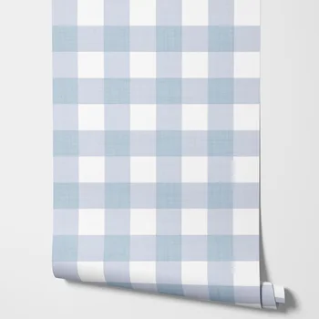 Gingham Checks geruit behang, neutraal beige groot geometrisch behang voor decoratie slaapkamer, zelfklevend behang, 50 * 300