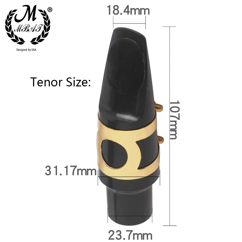 M MBAT Alto Tenor Sopran Sax Saxophon Mundstück Kunststoff mit Kappe Metall Schnalle Reed Dental Pad Holzblasinstrument Zubehör – Detail 2