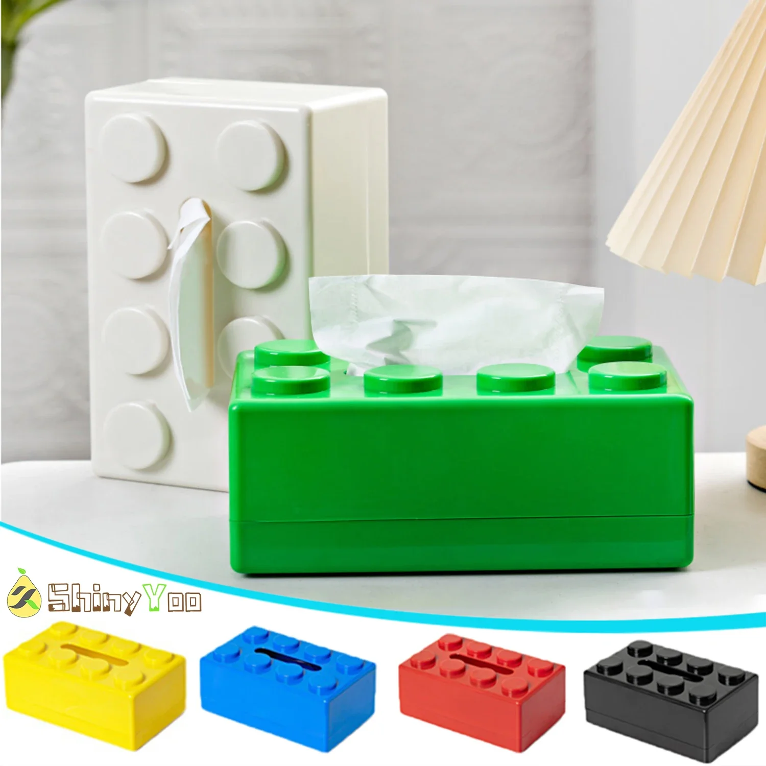 

Building Block Tissue Box Holder,Multi-functional Napkin Storage Box,Ornaments Paper Holder Face Towel Box Organizer with Spring