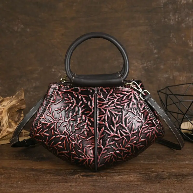

Foreign Trade Lady Package Genuine Leather Wife Handbag, Handcrafted Retro Single-shoulder Bags Top Layer Cowhide Cheongsam Bag