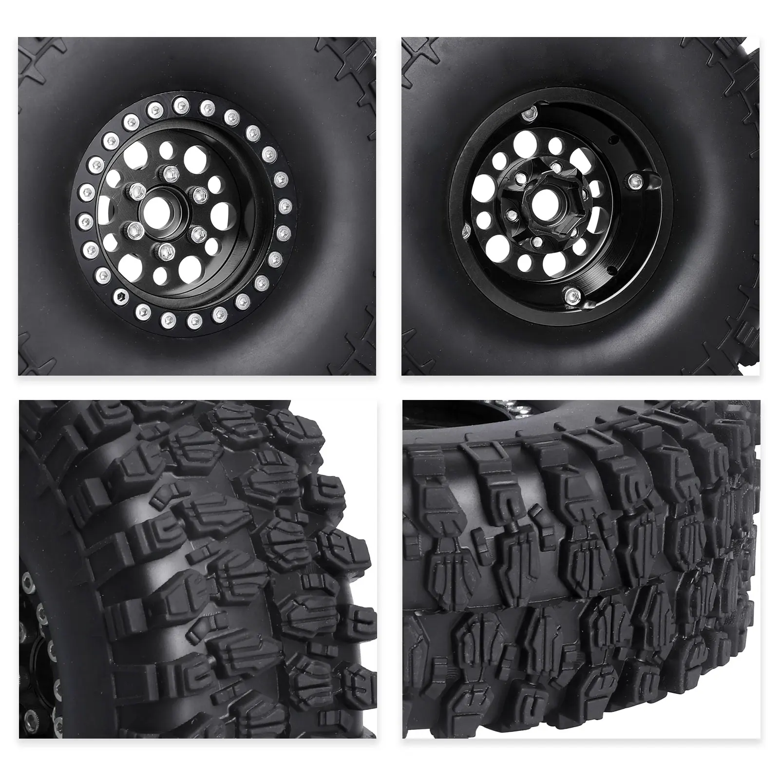 HobbyPark 4.72 inch 1.9 Crawler Tires & 1.9 Beadlock Wheels Set for Axial SCX10 II III Traxxas TRX-4 Redcat Gen8 Gen7 Upgrades