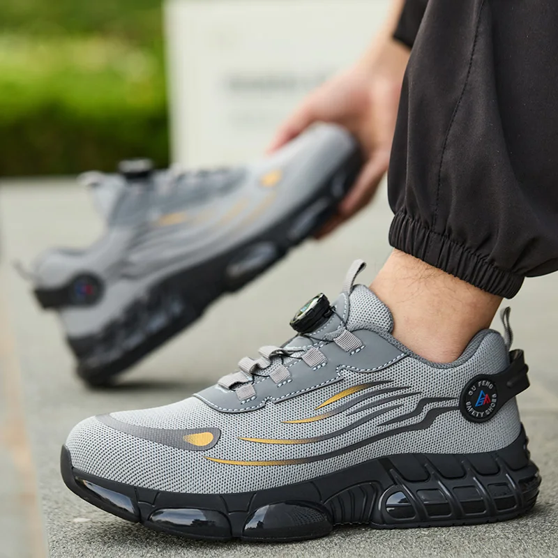 Men Anti-Smash Anti-Puncture Labor Protection Shoes Wear-Resistant Anti-Slip Breathable Mesh Work Shoes