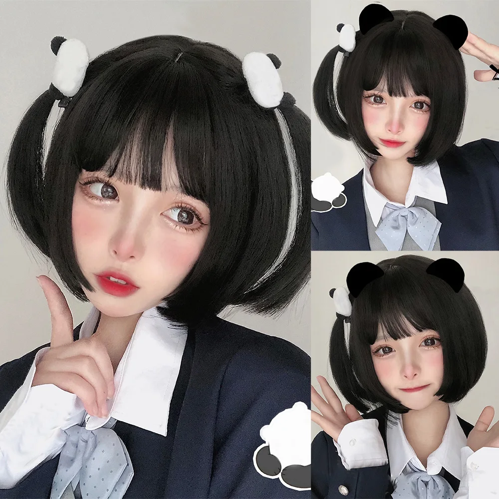 女性用合成ウィッグ,短い天然ストレートヘアウィッグ,日常使用,コスプレ,耐熱性,12インチ