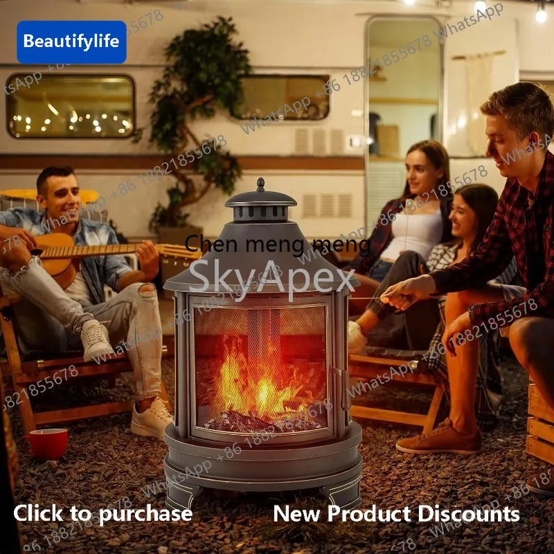 

a56 2-in-1 Multifunctional Outdoor Wood Burner Firepit with BBQ Grill for Patio Backyard Burning Bonfire Durable Design for Home