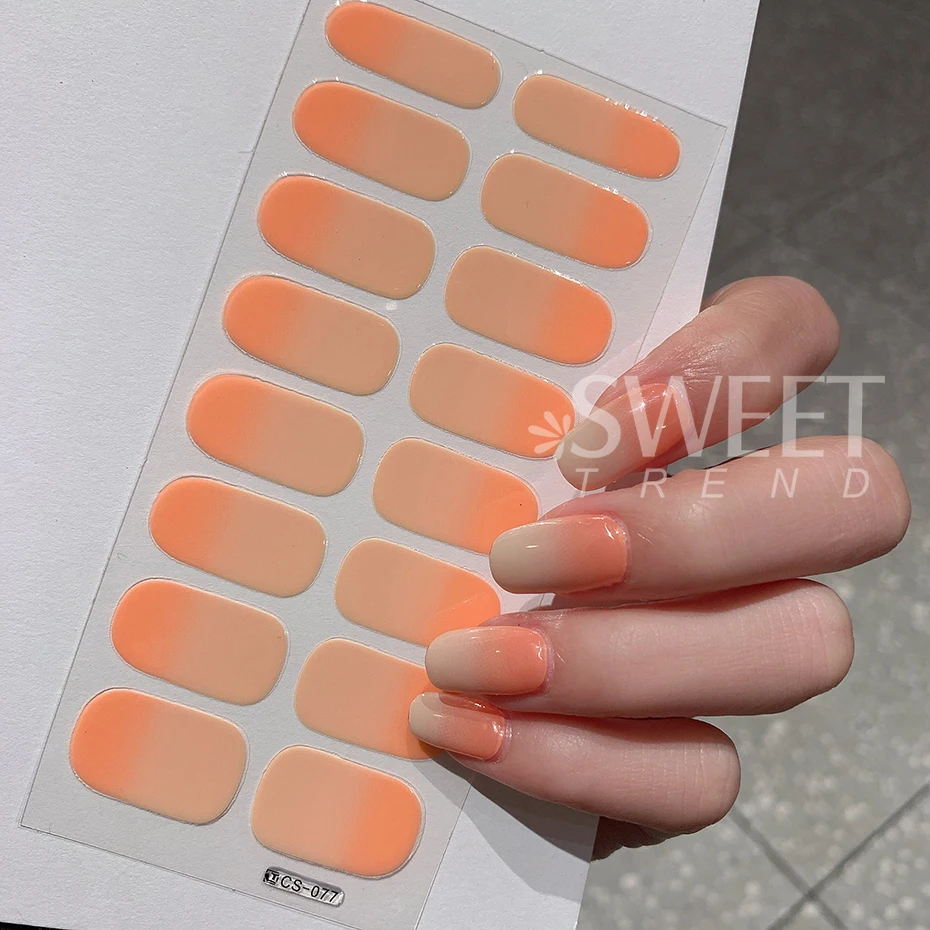 6 sztuk/zestaw pieczenie za darmo stałe gradientowe pełne pokrycie naklejka do paznokci paski łatek paski lakieru do paznokci okłady dla kobiet Manicure dekoracje