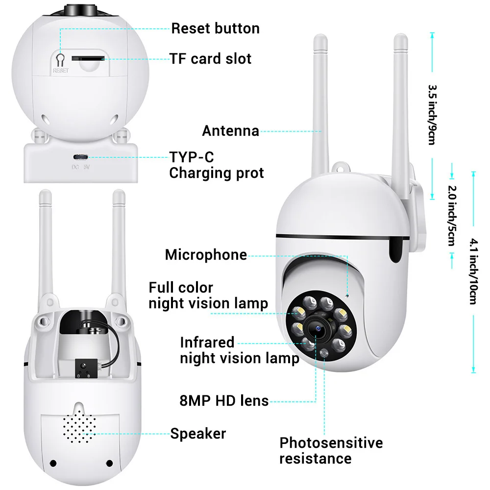 2.4G 8MP Kameras WLAN-Videoüberwachung IP-Innensicherheitsmonitor 5.0X Zoom Drahtloser Haus-Alarm mit Tracking-Funktion O-Kam Pro – Detail 19
