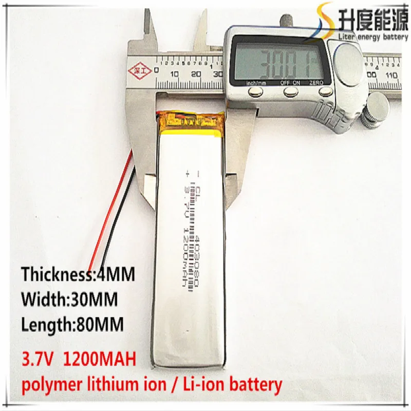 2pcs [SD] 3.7V,1200mAH,[403080] Polymer lithium ion / Li-ion battery for TOY,POWER BANK,GPS,mp3,mp4,cell phone,speaker