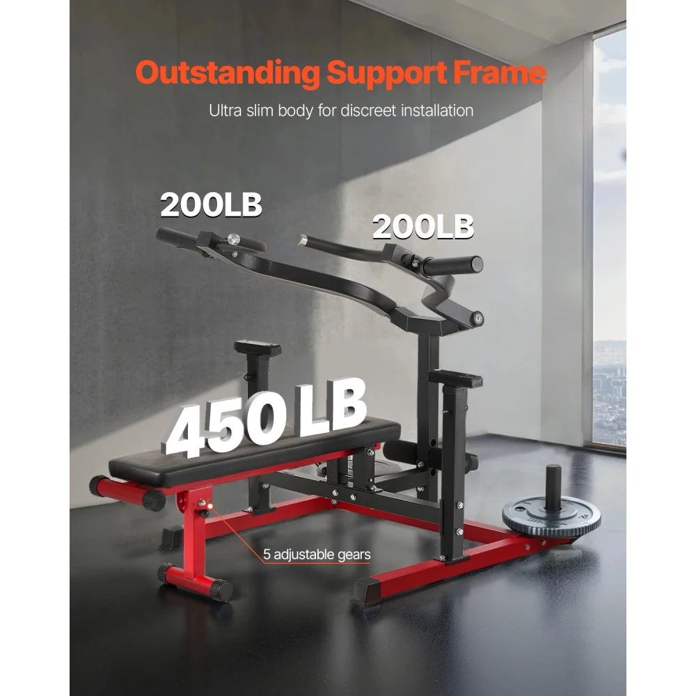 Chest Press Machine, 450 LBS Bench Press Set, Adjustable Flat Incline Bench with Independent Converging Arms, Upper Chest Equipment, Fitness Home Gym Equipment for Chest, AB Workouts, Shoulder