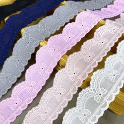 1 Meter Colored Cotton Double-Sided Flower Hollowed Out Lace Fabric Clothing Materials DIY Frame Lace Accessories dentelle Decor