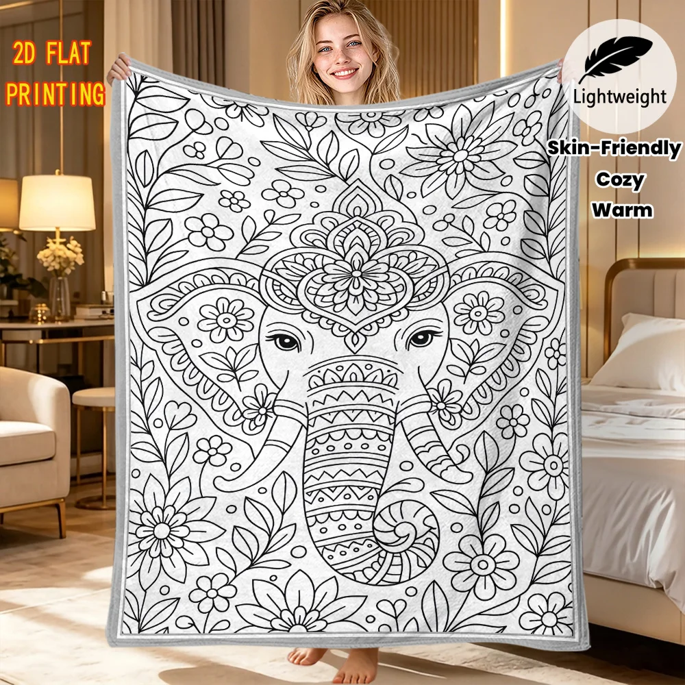 Portable Nap Throw Blanket Fantasy Split Castle Fairy Line Art Flannel Warm Cozy For Kids Living Room DIY blanket