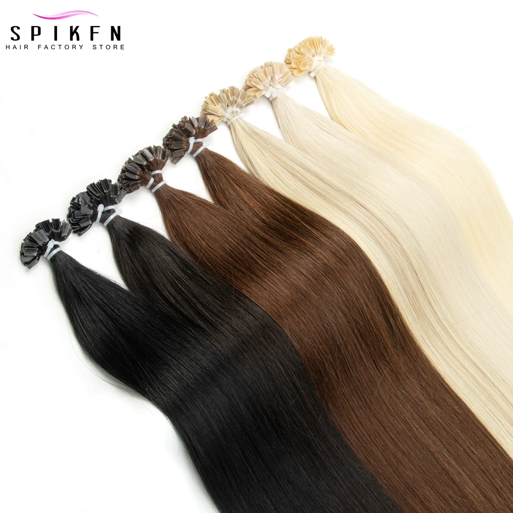 

Keratin Fusion V Tip Human Hair Extensions Straight 12"-24" Natural Machine Remy Hair On Capsule Hot Glue Hair Extension 50pcs