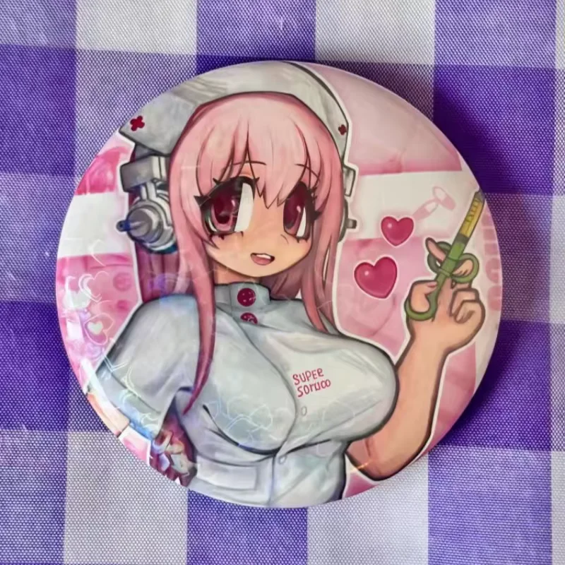 Super Sonico Nurse Button Pin Nitroplus Anime Character Badge Collectible Gift For Fans Backpack Ornament