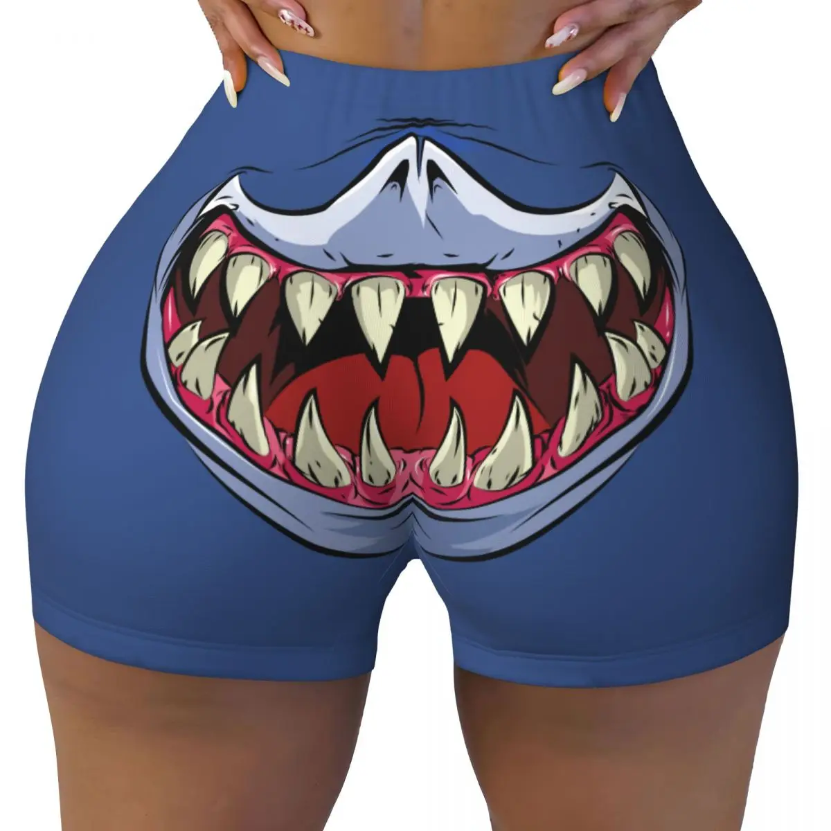 

Custom Women Ripster Mask Street Sharks Workout Yoga Shorts Athletic Gym Running Volleyball Shorts