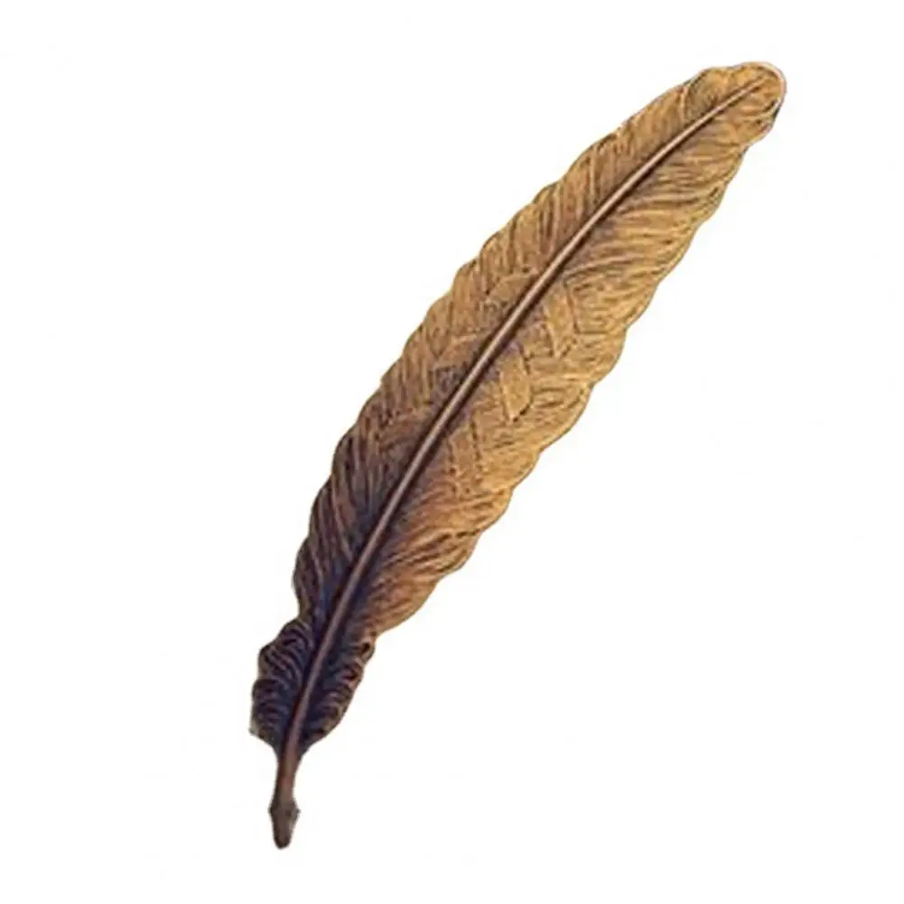 Marcapáginas con forma de pluma única, marcador de plumas duradero, marcador de plumas de Metal de estilo chino, artesanía Retro Para el hogar