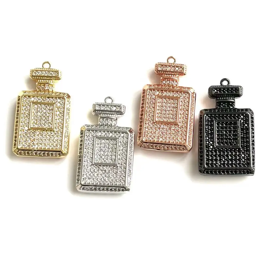 5Pcs Zirconia Pave Copper Perfume Charms for African American Black Woman Bracelets Necklace Jewelry Making