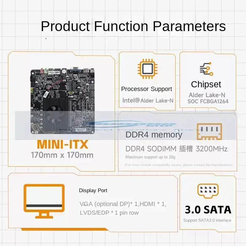 N95 ITX main board quad-core 17X17 industrial control NAS industry motherboard, dual network interface card 12 discs