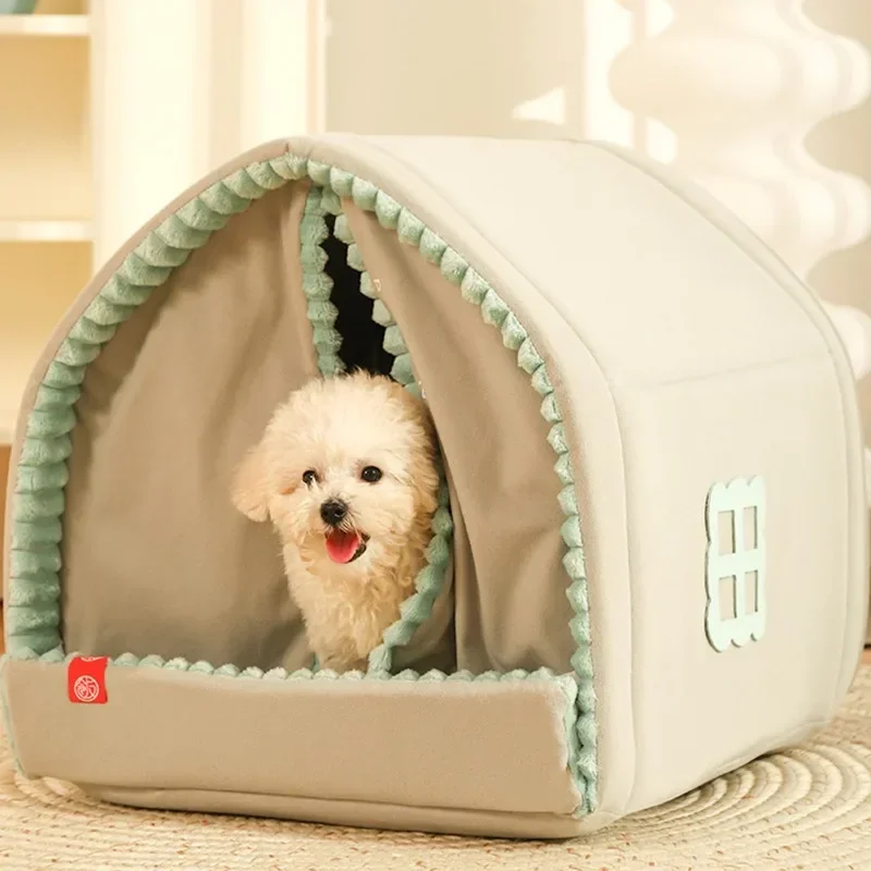 Dog Bed Cozy Cave Washable Cat Tent House with Soft Cushion Warm Funny for Small Medium Baby Pet Accessories Beds and Furniture