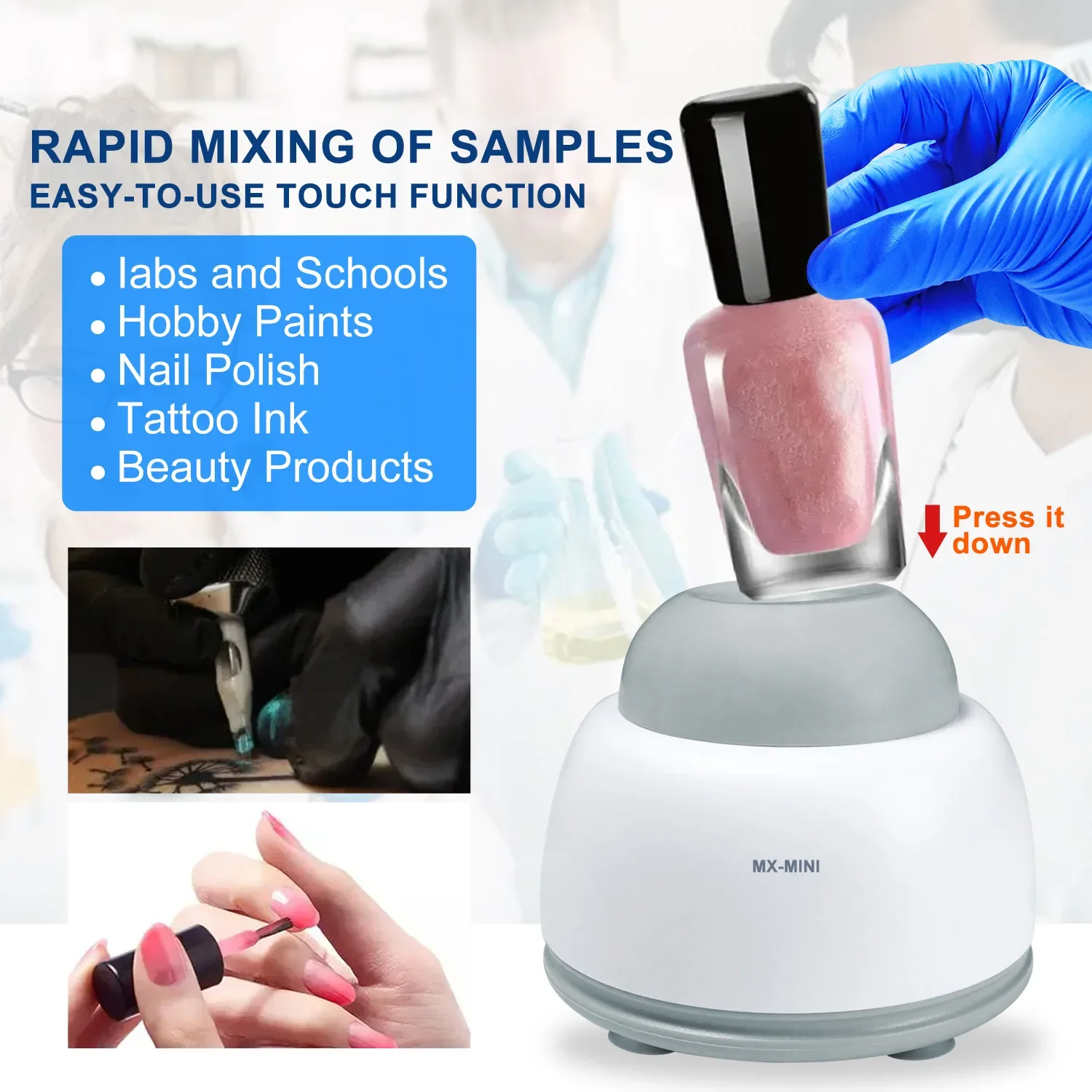 MX-mini Electric Liquid Test Tube Shaker Tattoo Ink Mixer Mini Vortex Mixing Paint Pigment Agitator Machine